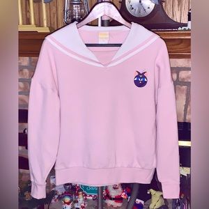 Women’s Sailor Moon Luna Chibi Usa School Girl Pullover Sweatshirt HT Exclusive